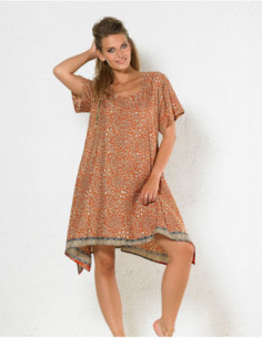 Dos de robe de plage pour femme à imprimé baba cool bariolé