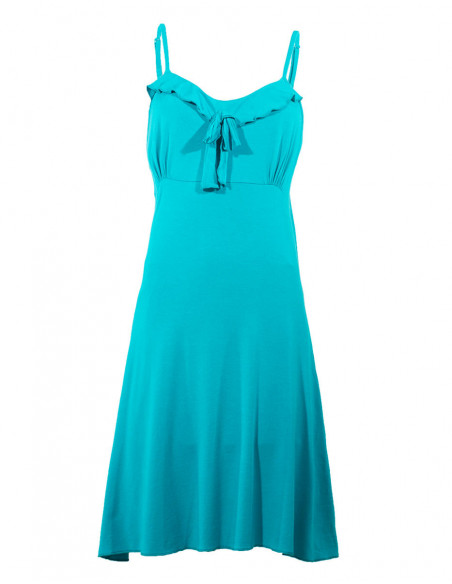 Robe légère d'été fluide pour femme unie basique bleu pétrole