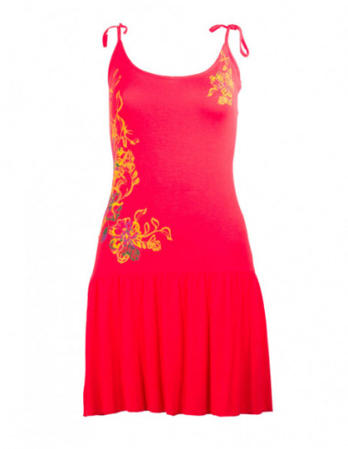 Robe fluide originale d'été avec volant et motif romantique