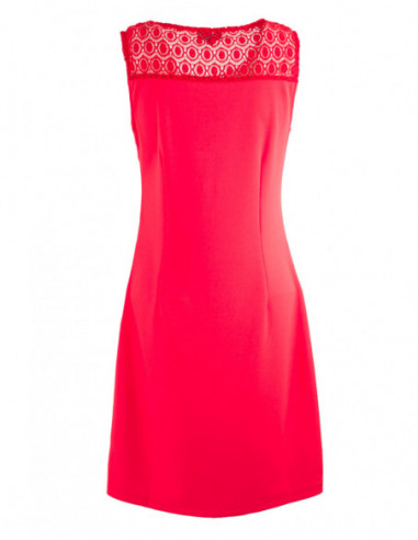 Dos de robe courte d'été dos dentelle et imprimé ethnique rouge