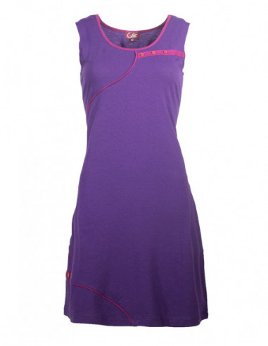 Robe originale en coton uni prune pour femme