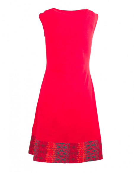 Dos de robe courte patineuse original style aztèque rouge