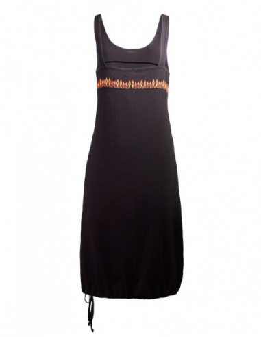 Dos de robe boule d'été avec motif aztèque noire