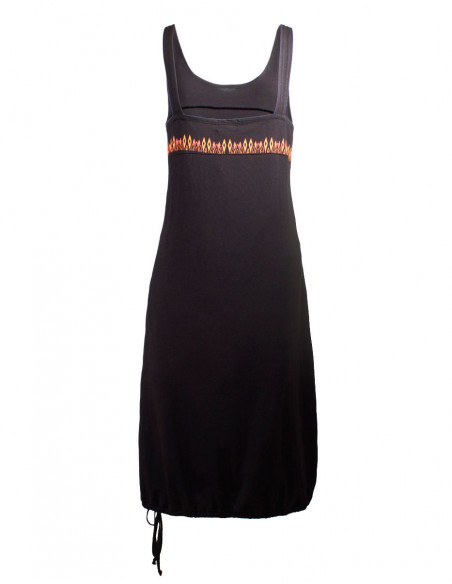 Dos de robe boule d'été avec motif aztèque noire