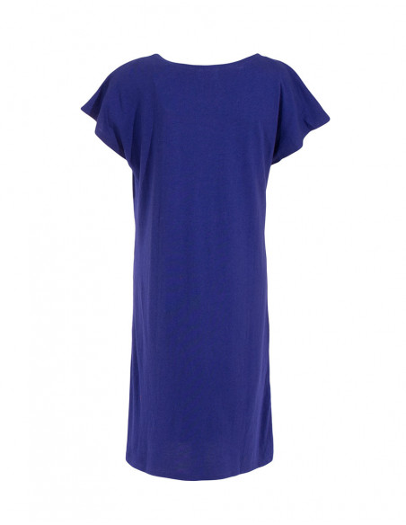 Dos de robe d'été fluide baba cool bleu