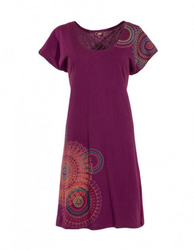 Robe d'été fluide baba cool mauve