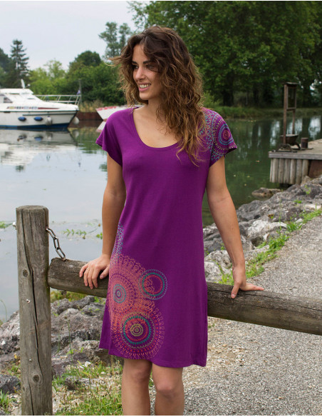 Robe d'été fluide baba cool violet