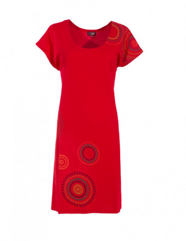 Robe d'été fluide baba cool rouge pour femme