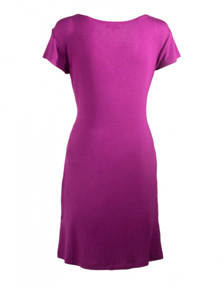 Robe courte d'été froncée originale baba cool violet