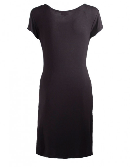 Dos de robe courte d'été froncée originale baba cool noir