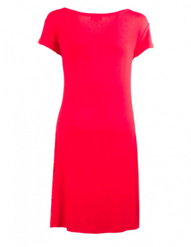 Dos de robe courte d'été froncée originale baba cool rouge