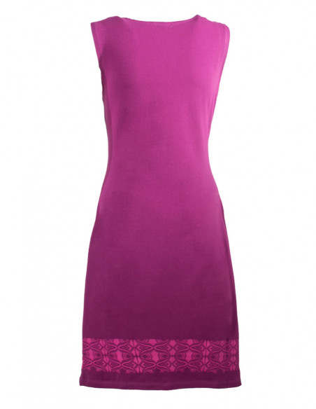 Dos de robe courte d'été fluide col effet cache coeur violet