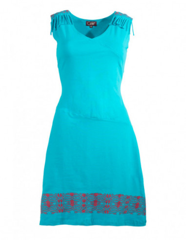 Robe courte d'été fluide col effet cache coeur