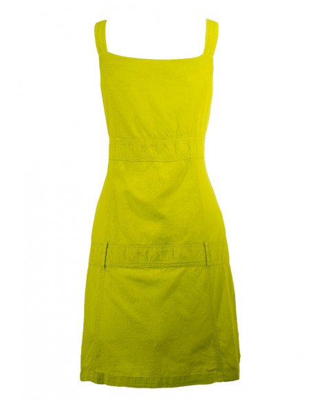 Dos de robe basique en coton style salopette ethnique vert anis