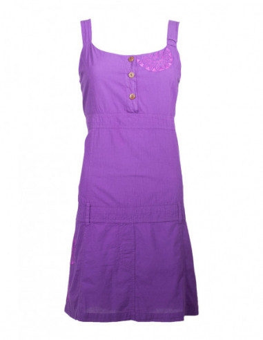 Robe basique en coton style salopette ethnique mauve