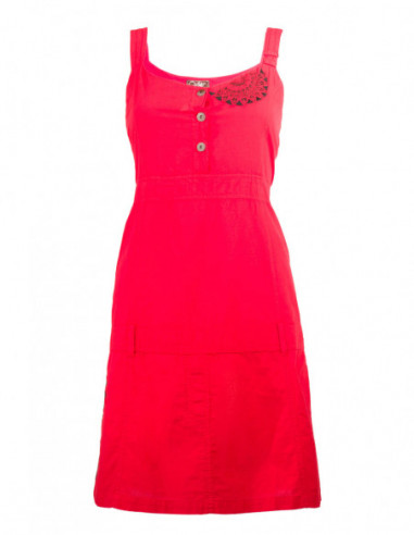 Robe basique en coton style salopette ethnique rouge