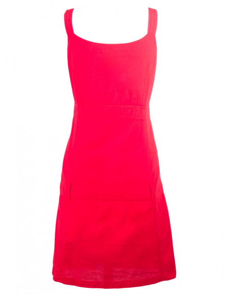 Dos de robe basique en coton style salopette ethnique rouge