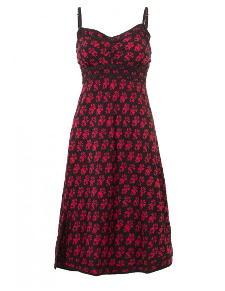 Robe courte trapèze originale imprimé baroque chic ethnique rouge