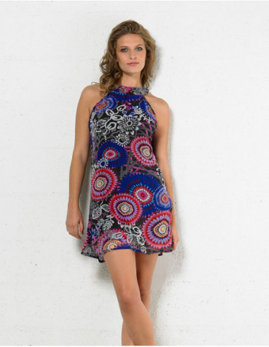Robe courte ethnique baba cool motif africain