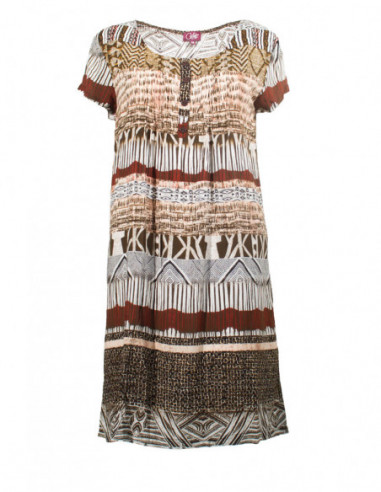 Robe courte droite fluide ethnique avec imprimé africain