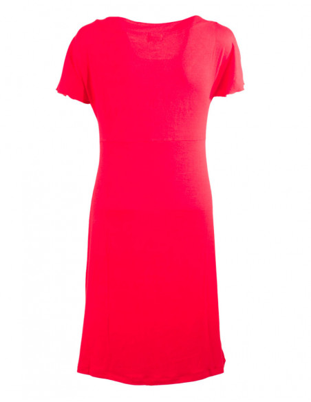 Dos de robe courte fluide avec imprimé tropical et brillant rouge