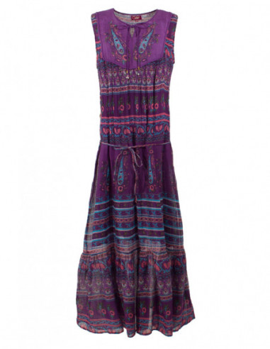 Robe longue sans manches bohème chic à motif original rouge