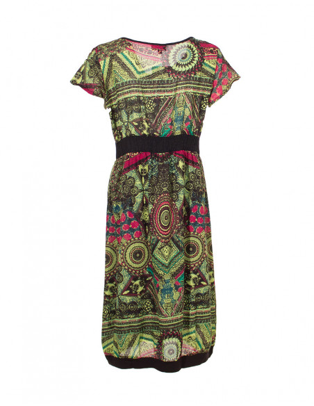 Dos de robe courte originale ethnique africaine marron pour femme