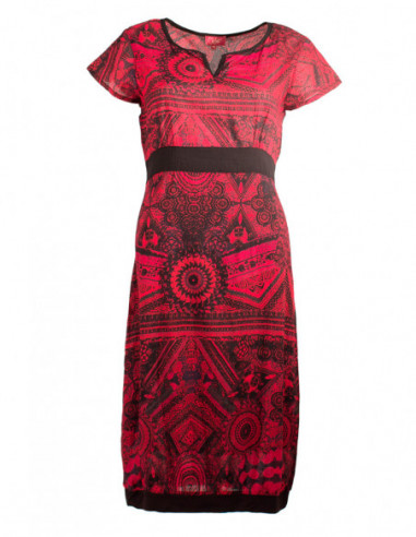 Robe courte originale ethnique africaine rouge pour femme