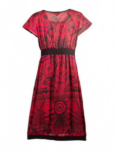 Dos de robe courte originale ethnique africaine rouge pour femme