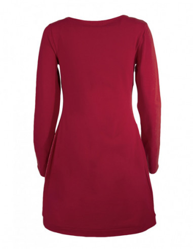 Dos uni de robe courte en coton patchwork chic rose fuchsia