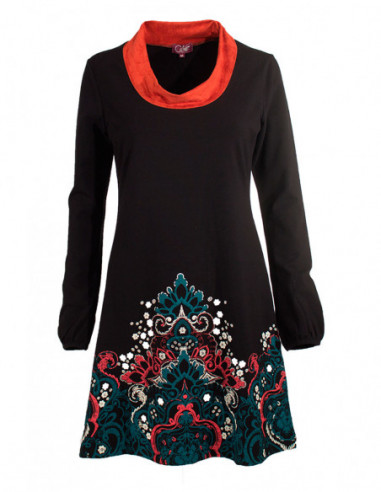 robe noire hiver motifs floraux