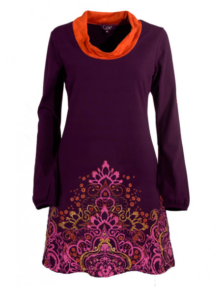 robe prune hiver motifs floraux