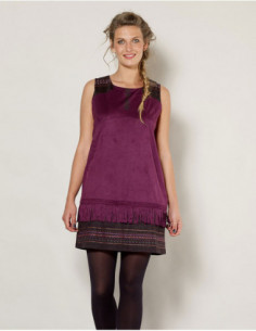 Robe courte hiver style indien ethnique avec franges
