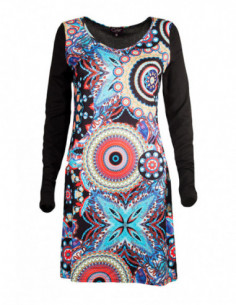 Robe courte automne moulante imprimé ethnique baba cool 2