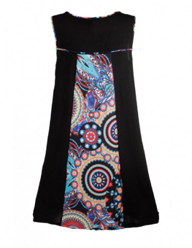 Dos de robe trapèze sans manches originale baba cool