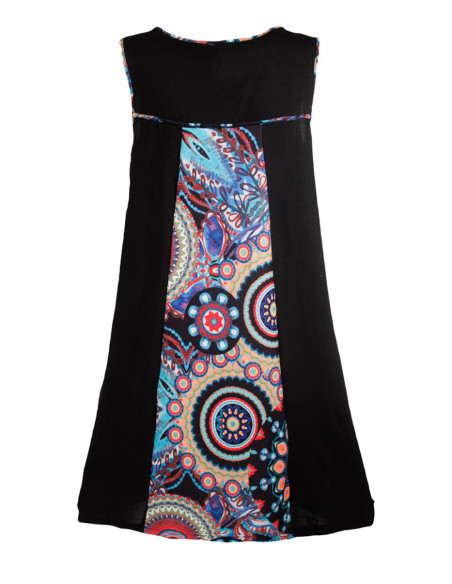 Dos de robe trapèze sans manches originale baba cool