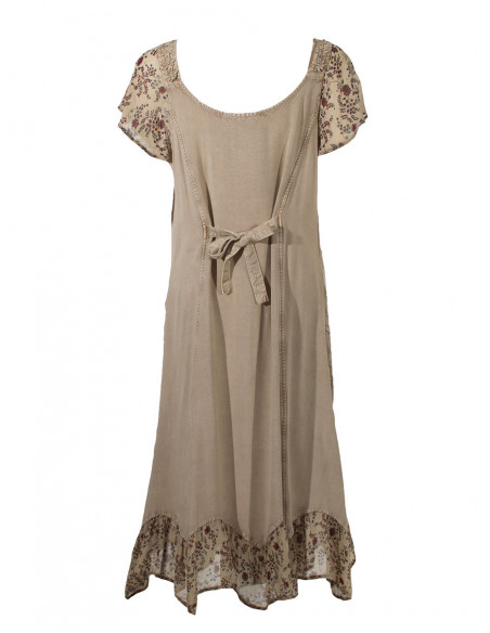 Richly embroidered stone washed dress
