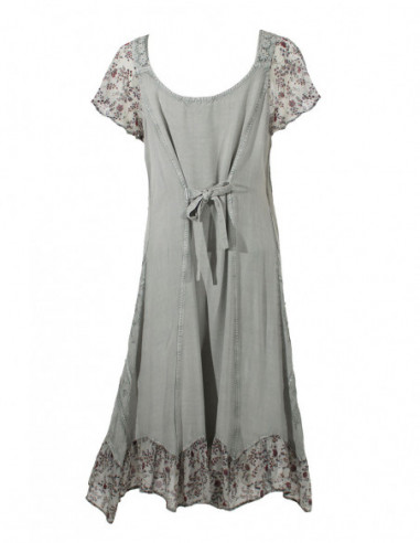 Robe stone washed vert gris manches patchwork