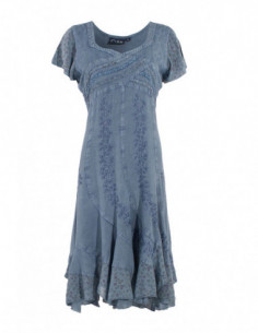 Robe élégante brodée pour femme avec pans unie blanche 2