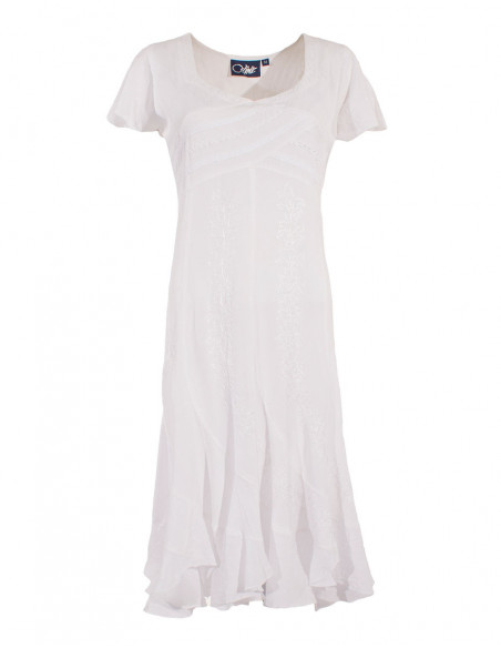 Robe élégante brodée pour femme avec pans blanche