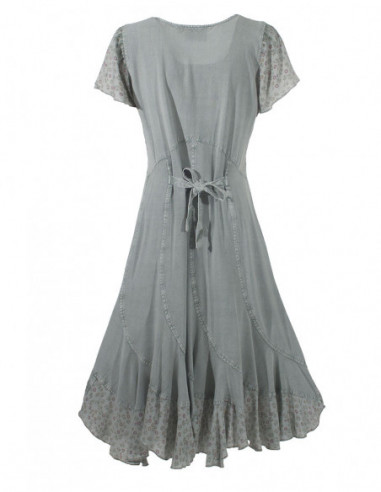 Robe élégante brodée pour femme avec pans unie argent