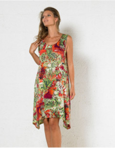 Robe légère de plage avec imprimé tropical coloré