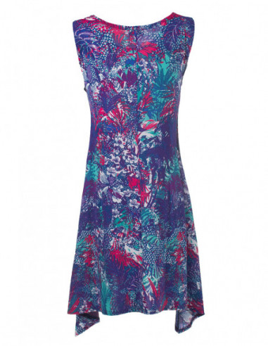 Dos de robe légère de plage avec imprimé tropical coloré bleu