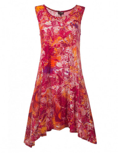 Robe légère de plage avec imprimé tropical coloré rose fuchsia