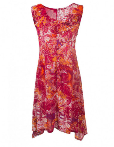 Dos de robe légère de plage avec imprimé tropical coloré rose fuchsia