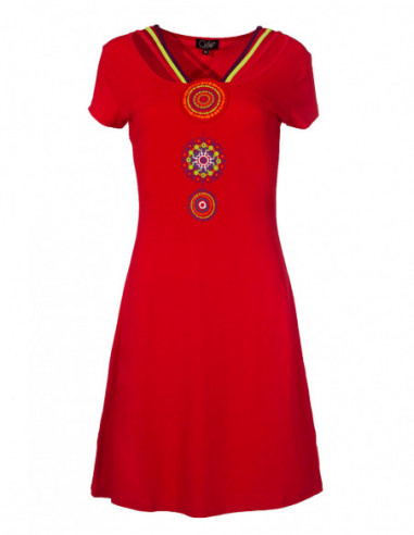 Robe patineuse en coton baba cool originale rouge