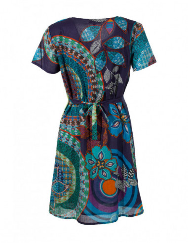 Voile dress with lining & short sleeves