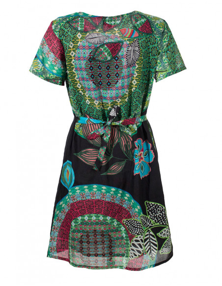 Robe noire à manches en coton