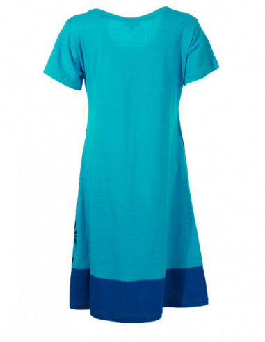 Short sleeves patchwork dress