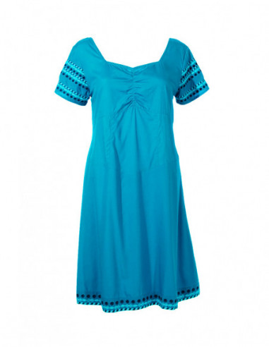 Robe courte originale en viscose avec broderies bleu